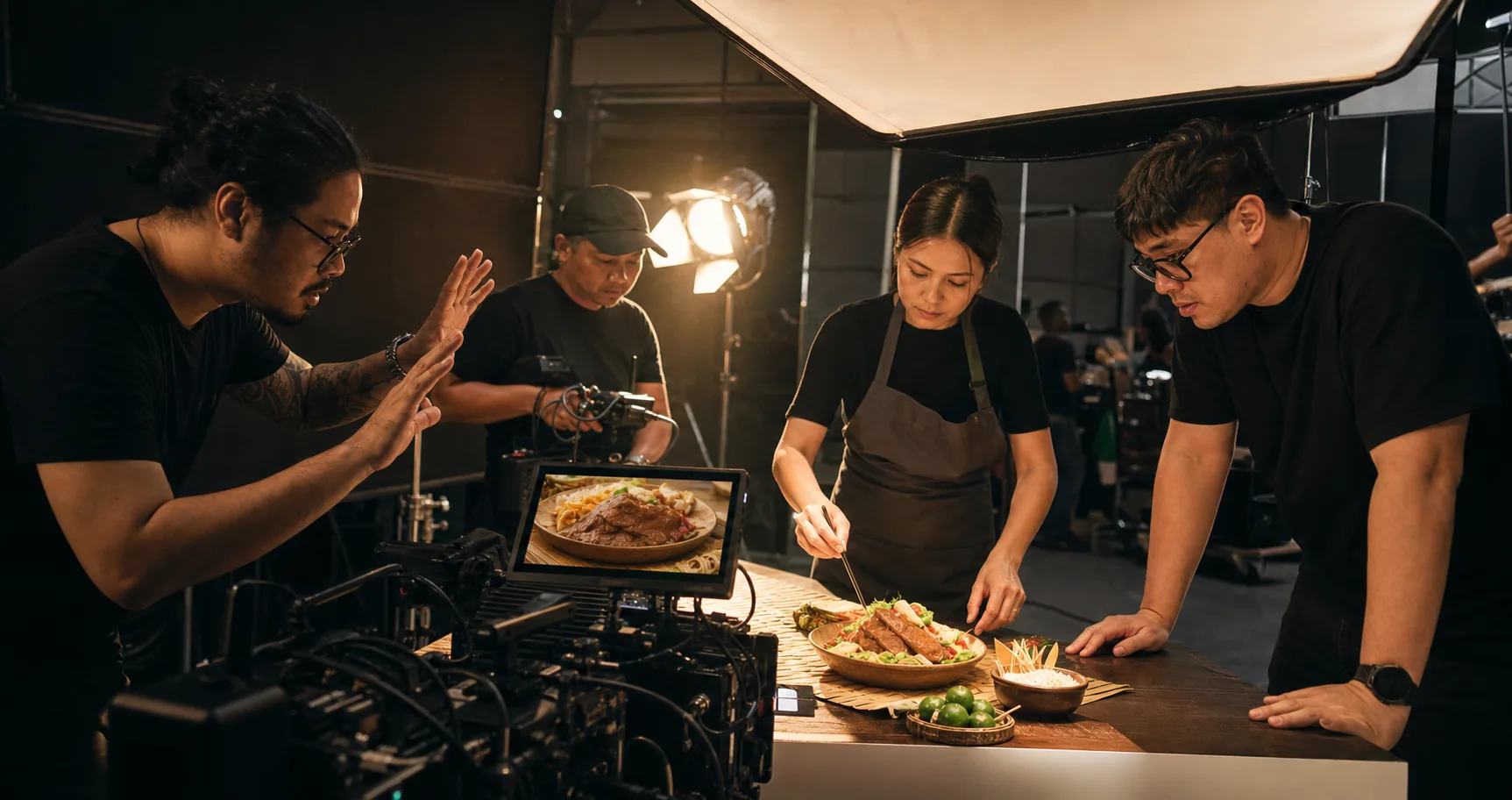 Filipino commercial production crew filming a local food campaign